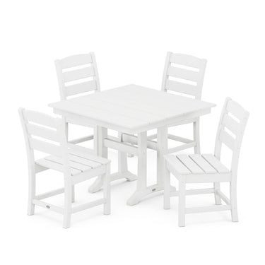 POLYWOOD Lakeside 5-Piece Farmhouse Trestle Side Chair Dining Set - White